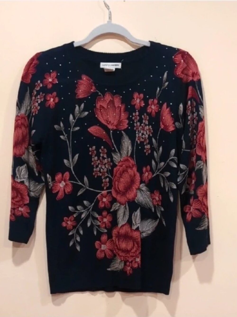Cathy Daniels Sweater with Floral Design Women's Small